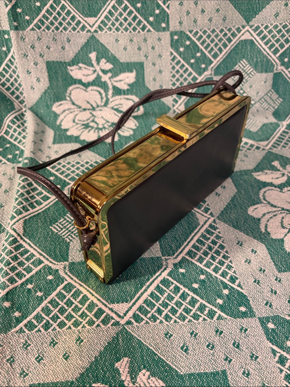 Vintage Markay Baga Gray and Gold Rectangular Shoulder Bag